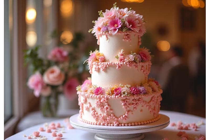 아름답게 장식된 맞춤형 케이크.