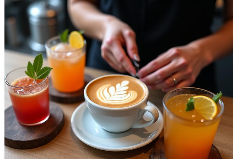 우아하게 준비된 커피와 음료.