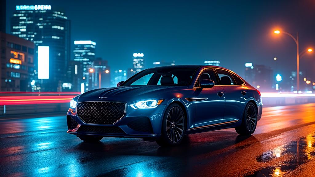 도심의 밤을 달리는 제네시스 G80