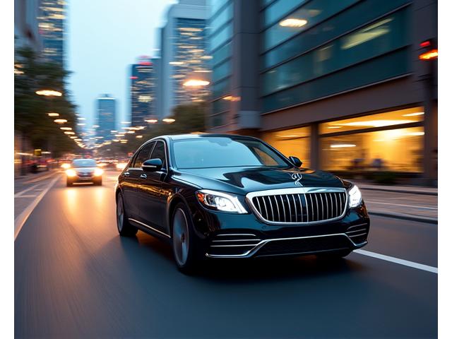 서울 도심을 배경으로 한 고급 세단