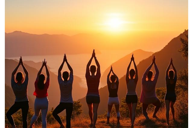 아름다운 자연 속 요가 리트릿